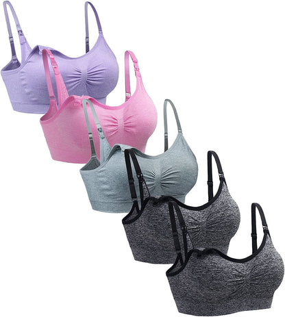 5PACK Nursing Bra Wireless Bra Women'S Sleeping Maternity Bra Breastfeeding Bra 2xblackhemp/Grayhemp/Pinkhemp/Softpurplehemp / XX-Large