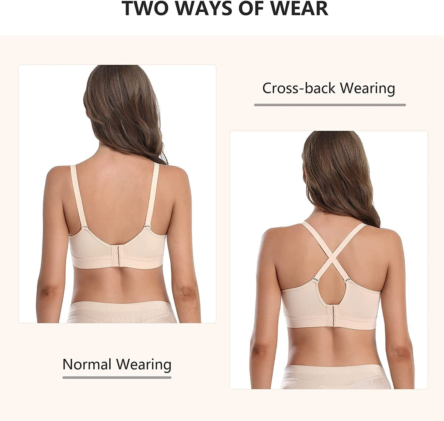 5PACK V Neck Nursing Bras Seamless Maternity Bras with Extra Bra Extenders for Sleep Breastfeeding