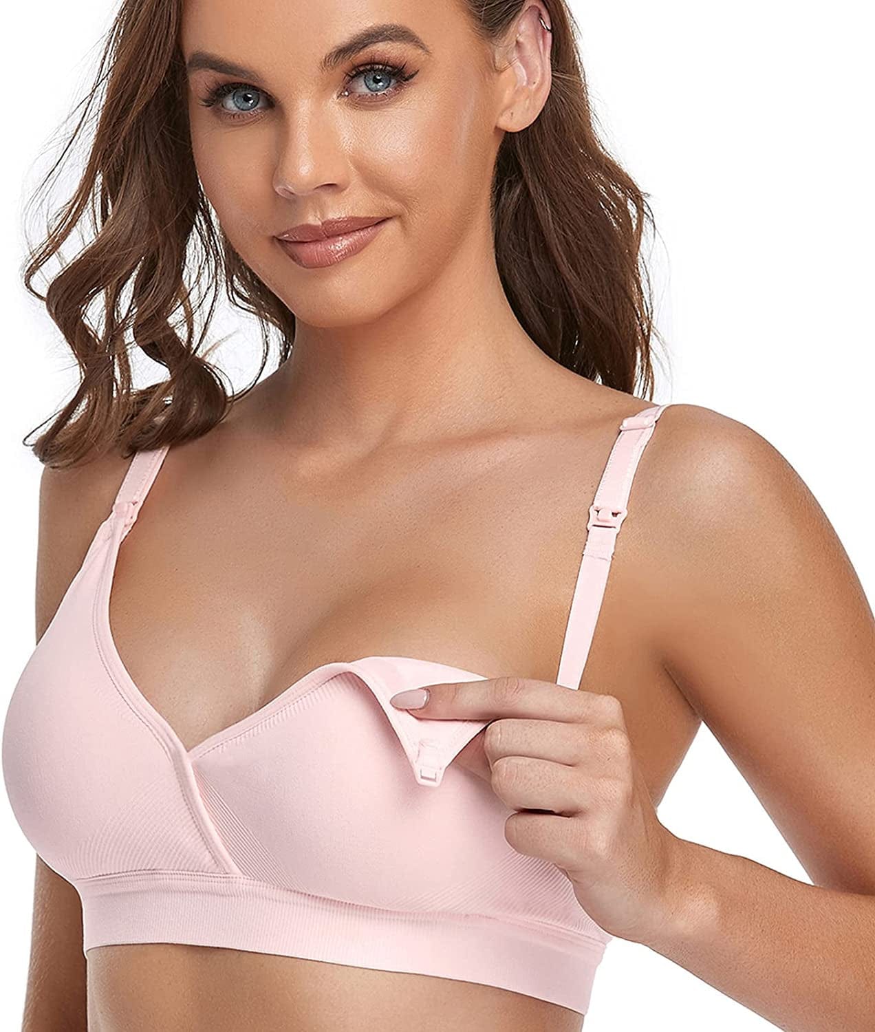 5PACK V Neck Nursing Bras Seamless Maternity Bras with Extra Bra Extenders for Sleep Breastfeeding