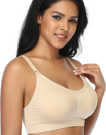 5Pack Womens Seamless Clip down Maternity and Nursing Bra Push up Sleeping Bralette for Breastfeeding Underwear