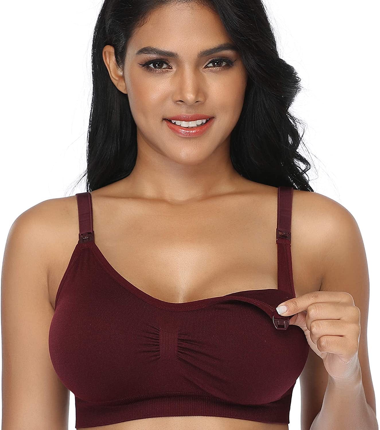 5Pack Womens Seamless Clip down Maternity and Nursing Bra Push up Sleeping Bralette for Breastfeeding Underwear