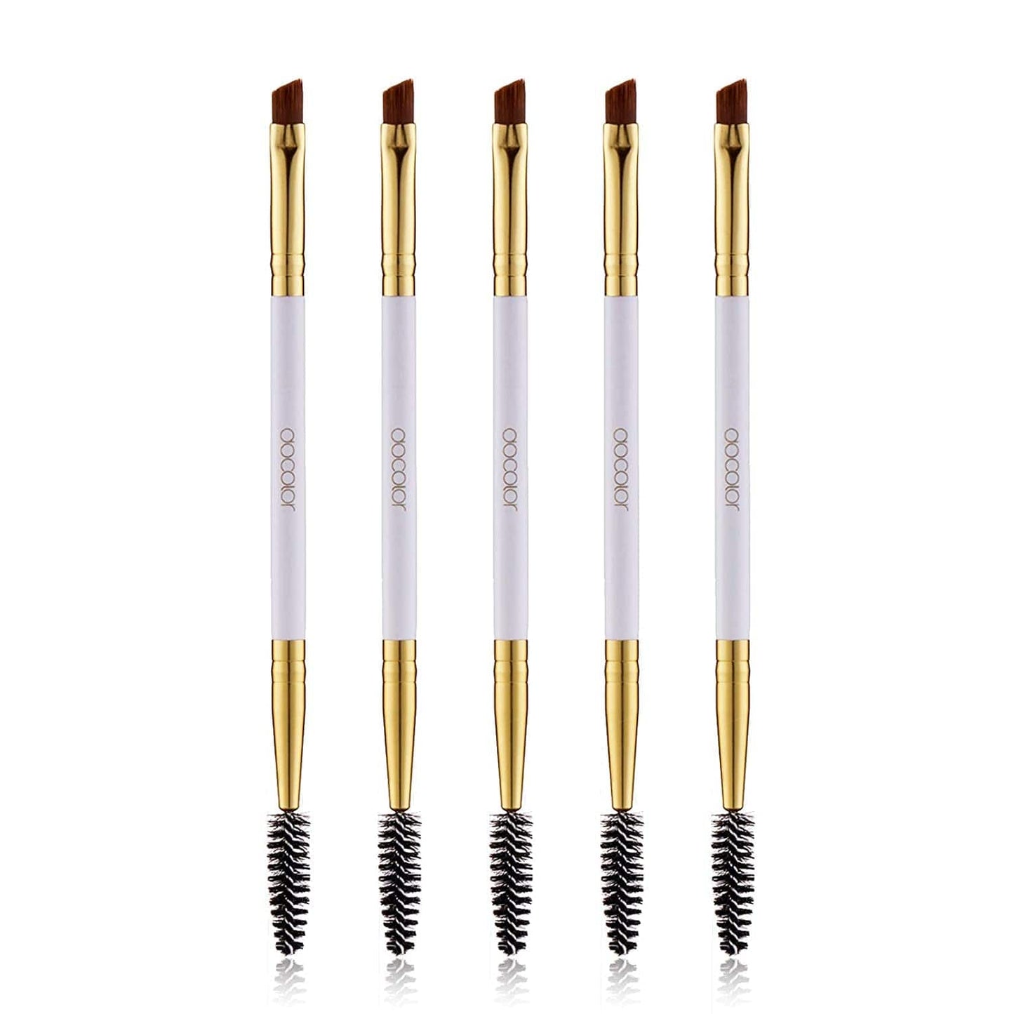 5Pcs Docolor Duo Eyebrow Brush, Professional Eye Makeup Tool, Eyeshadow Brush and Spoolie Brush White Health & Beauty > Personal Care > Cosmetics > Cosmetic Tools > Makeup Tools Docolor 5pcs white  