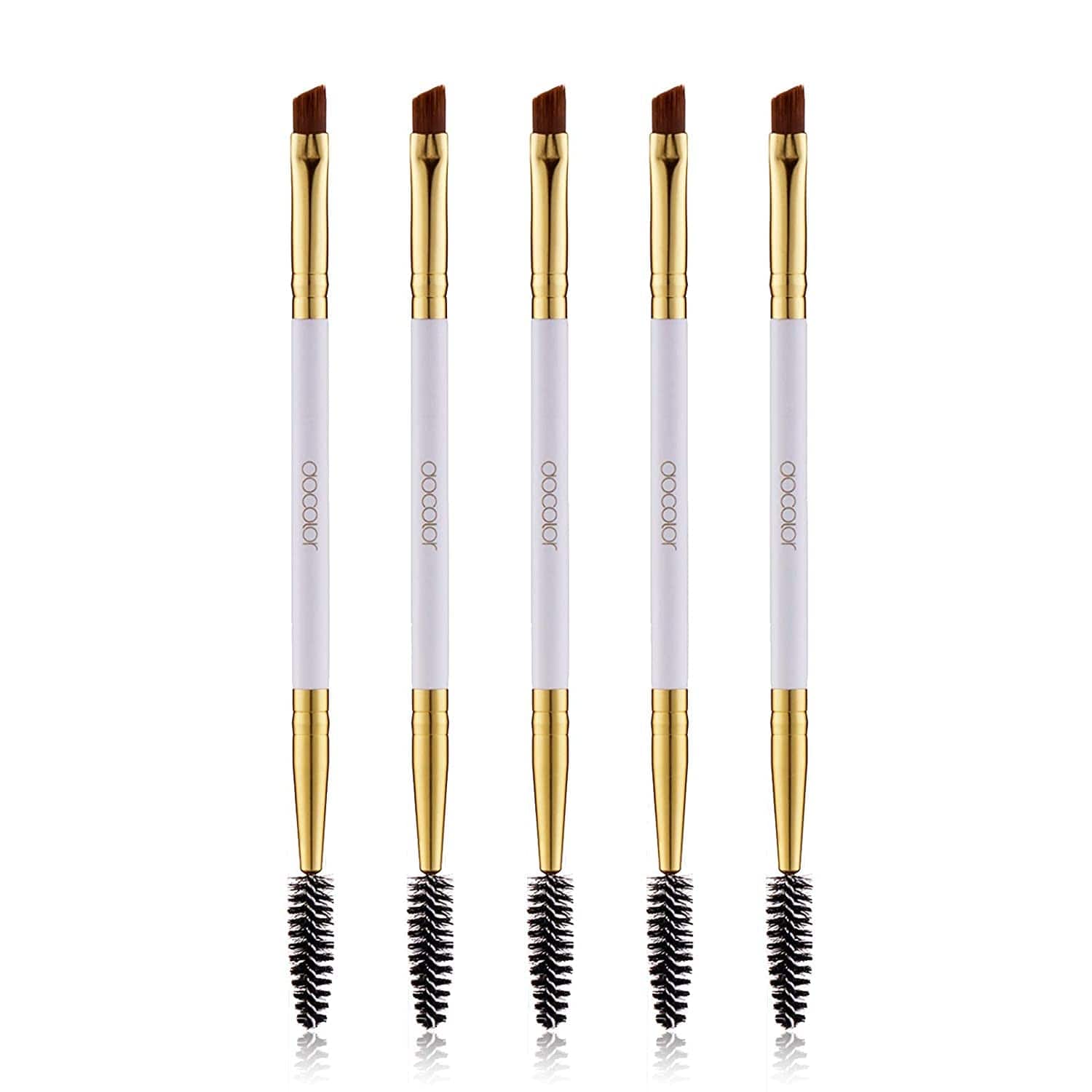 5Pcs Docolor Duo Eyebrow Brush, Professional Eye Makeup Tool, Eyeshadow Brush and Spoolie Brush White Health & Beauty > Personal Care > Cosmetics > Cosmetic Tools > Makeup Tools Docolor 5pcs white  