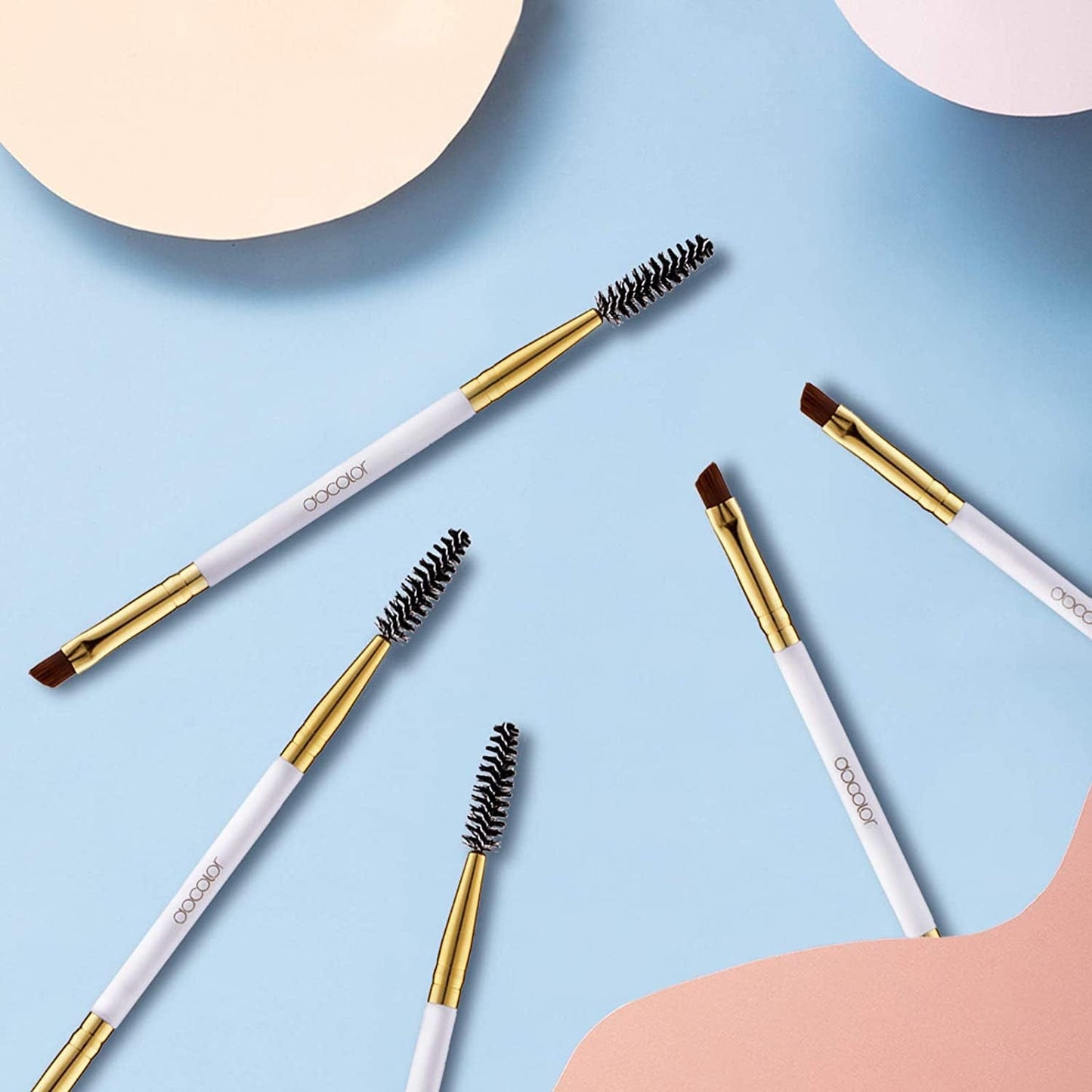 5Pcs Docolor Duo Eyebrow Brush, Professional Eye Makeup Tool, Eyeshadow Brush and Spoolie Brush White Health & Beauty > Personal Care > Cosmetics > Cosmetic Tools > Makeup Tools Docolor   
