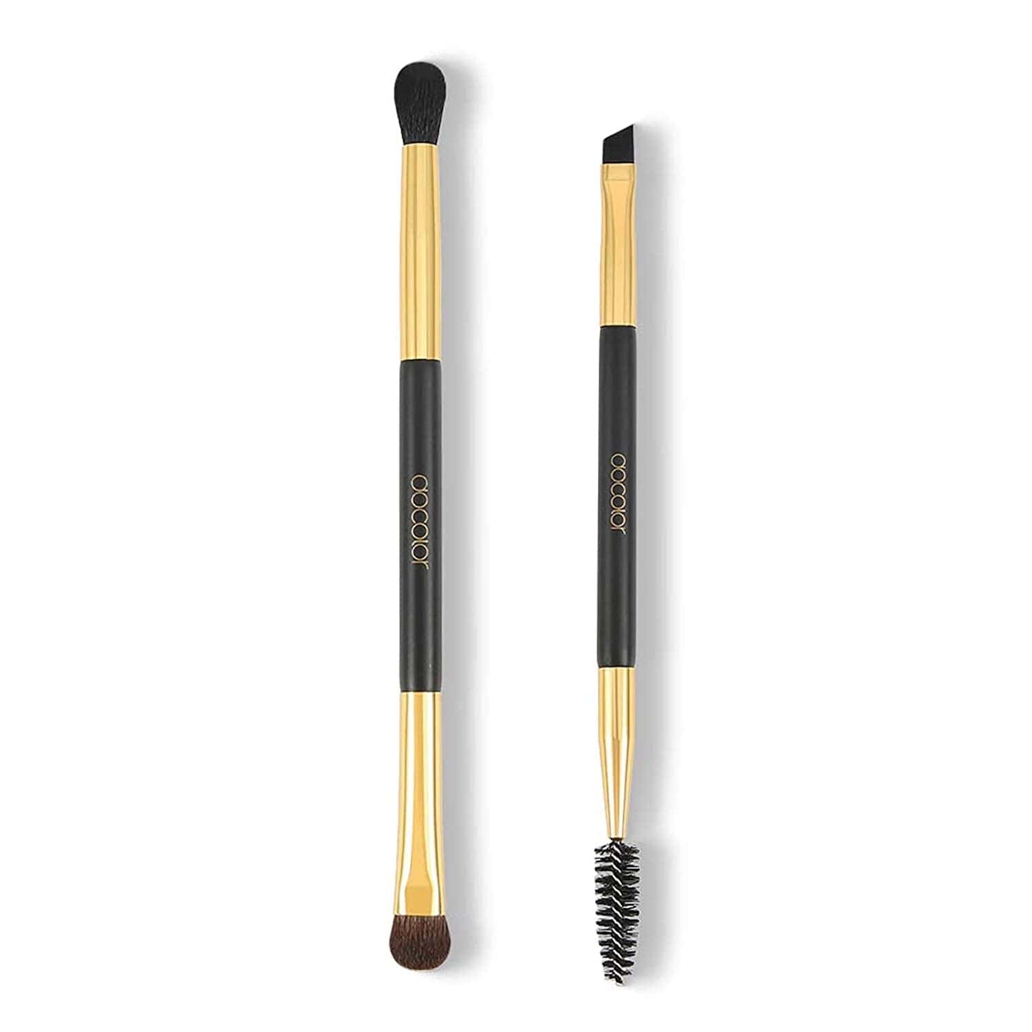 5Pcs Docolor Duo Eyebrow Brush, Professional Eye Makeup Tool, Eyeshadow Brush and Spoolie Brush White Health & Beauty > Personal Care > Cosmetics > Cosmetic Tools > Makeup Tools Docolor black gold  