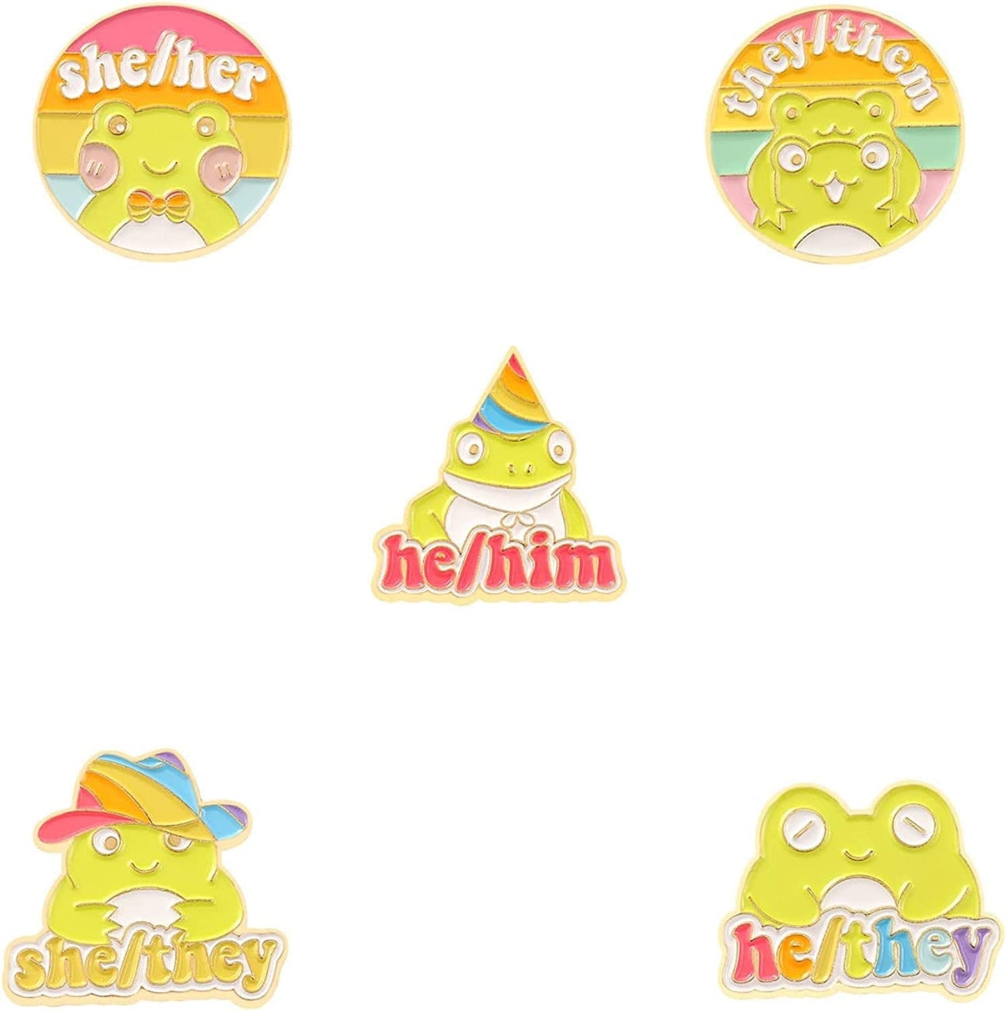5Pcs Enamel Pins for Backpacks Cute Lapel Pins Set Cool Hat Pins Funny Brooch Women Gift Frogs