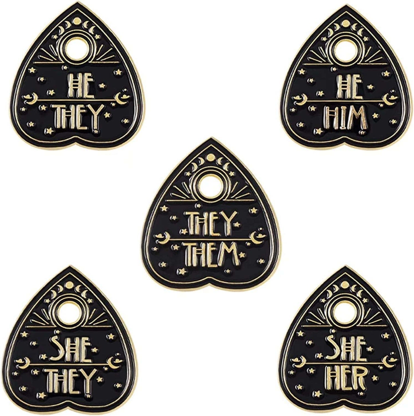 5Pcs Enamel Pins for Backpacks Cute Lapel Pins Set Cool Hat Pins Funny Brooch Women Gift Black Peach Heart