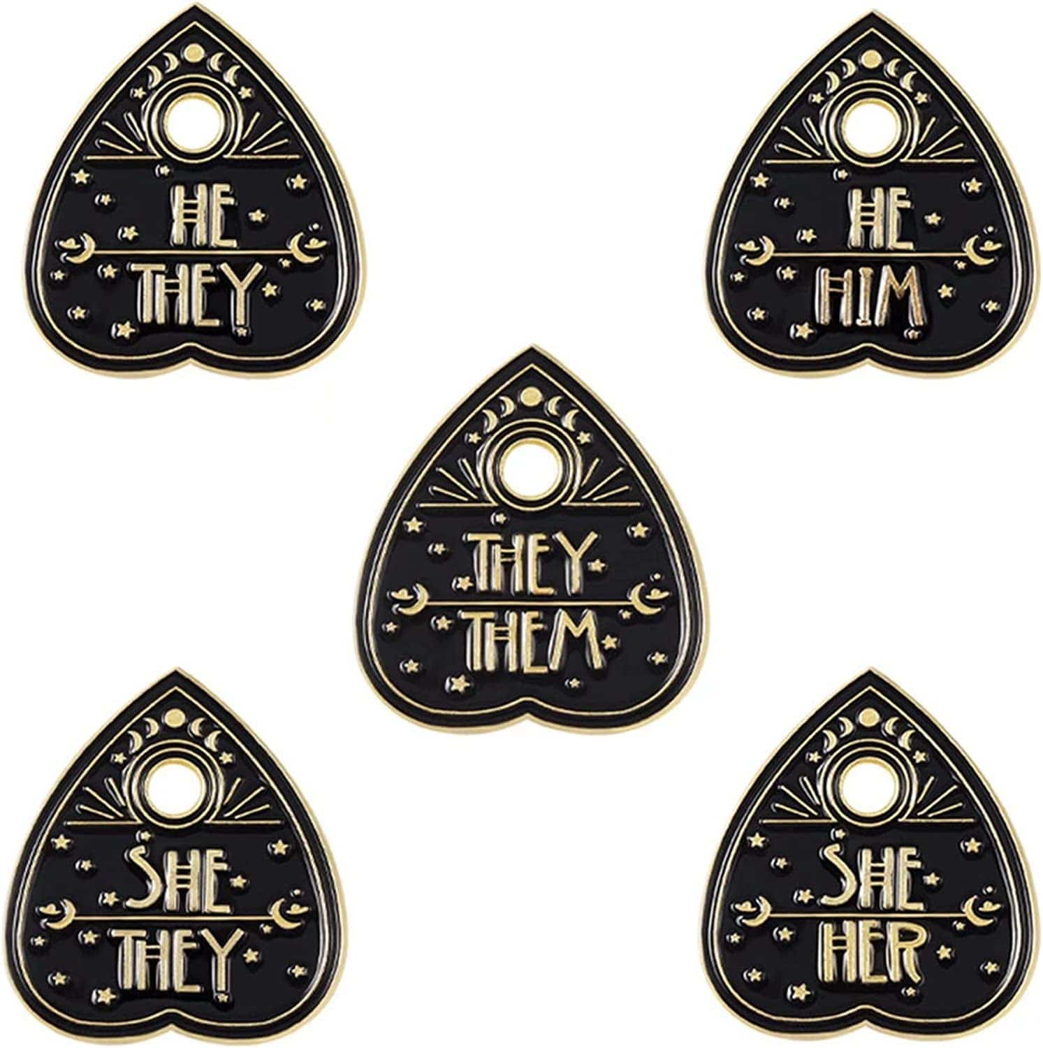 5Pcs Enamel Pins for Backpacks Cute Lapel Pins Set Cool Hat Pins Funny Brooch Women Gift Black Peach Heart