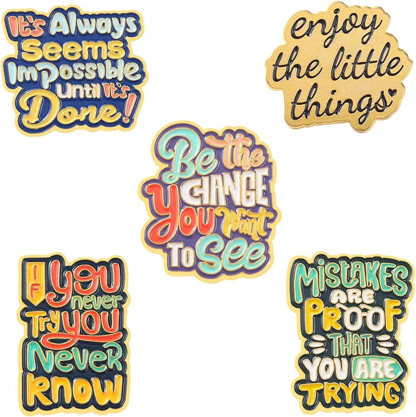 5Pcs Enamel Pins for Backpacks Cute Lapel Pins Set Cool Hat Pins Funny Brooch Women Gift Words