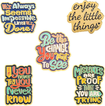 5Pcs Enamel Pins for Backpacks Cute Lapel Pins Set Cool Hat Pins Funny Brooch Women Gift Words