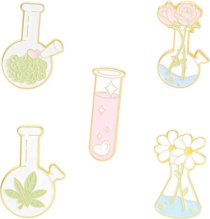 5Pcs Enamel Pins for Backpacks Cute Lapel Pins Set Cool Hat Pins Funny Brooch Women Gift Cuvette Plant