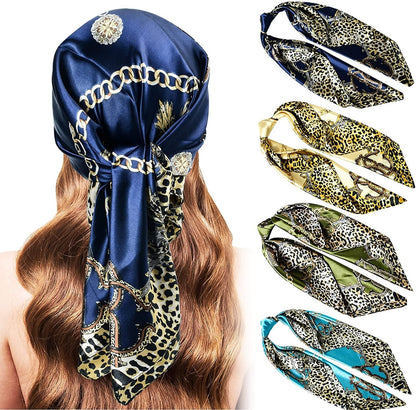 5PCS Large Satin Head Scarves - Silk Square like Neck Scarf Hair Wraps Headscarf for Sleeping Head Scarf Bundle 35 Inch Apparel & Accessories > Clothing Accessories > Bandanas & Headties Stlvoll Blue+green+navy+beige  