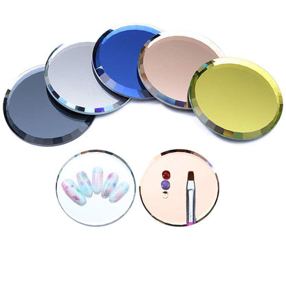 5Pcs Mirror Empty Nail Art Palettes Plate round Glass Manicure Palette Nail Art Display Tray Board Holder Gel Polish Drawing Color Mixing Palette for Women Beauty Tool, Assorted Color Health & Beauty > Personal Care > Cosmetics > Cosmetic Tools > Nail Tools luzen   