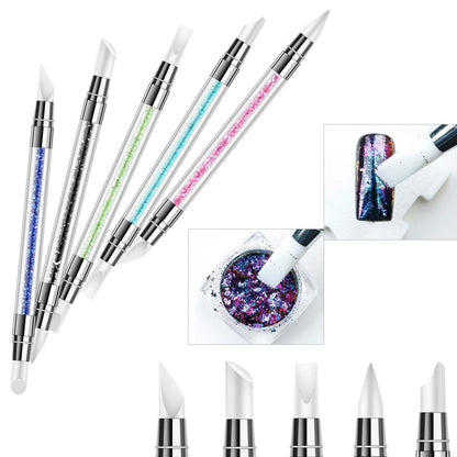 5Pcs Nail Art Sculpture Pen Dual Tipped Silicone Nail Tool Rhinestone Nail Polish Carving Pen Rubber Tip Nail Brushes Health & Beauty > Personal Care > Cosmetics > Cosmetic Tools > Nail Tools BTYMS   