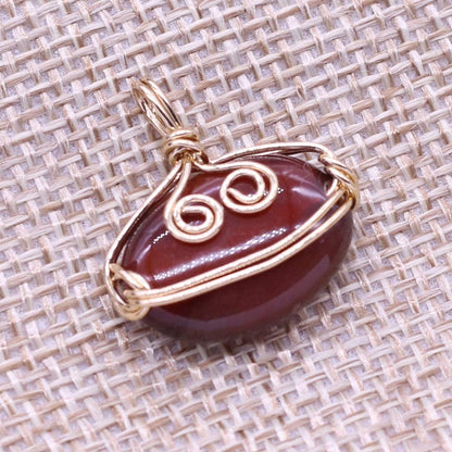 5PCS Natural Stone Healing Crystal Agate Pendant Gold Plated Wire Wrapped Agate Necklace Pendant for DIY Necklace Bracelet Jewelry Making Mixed Color