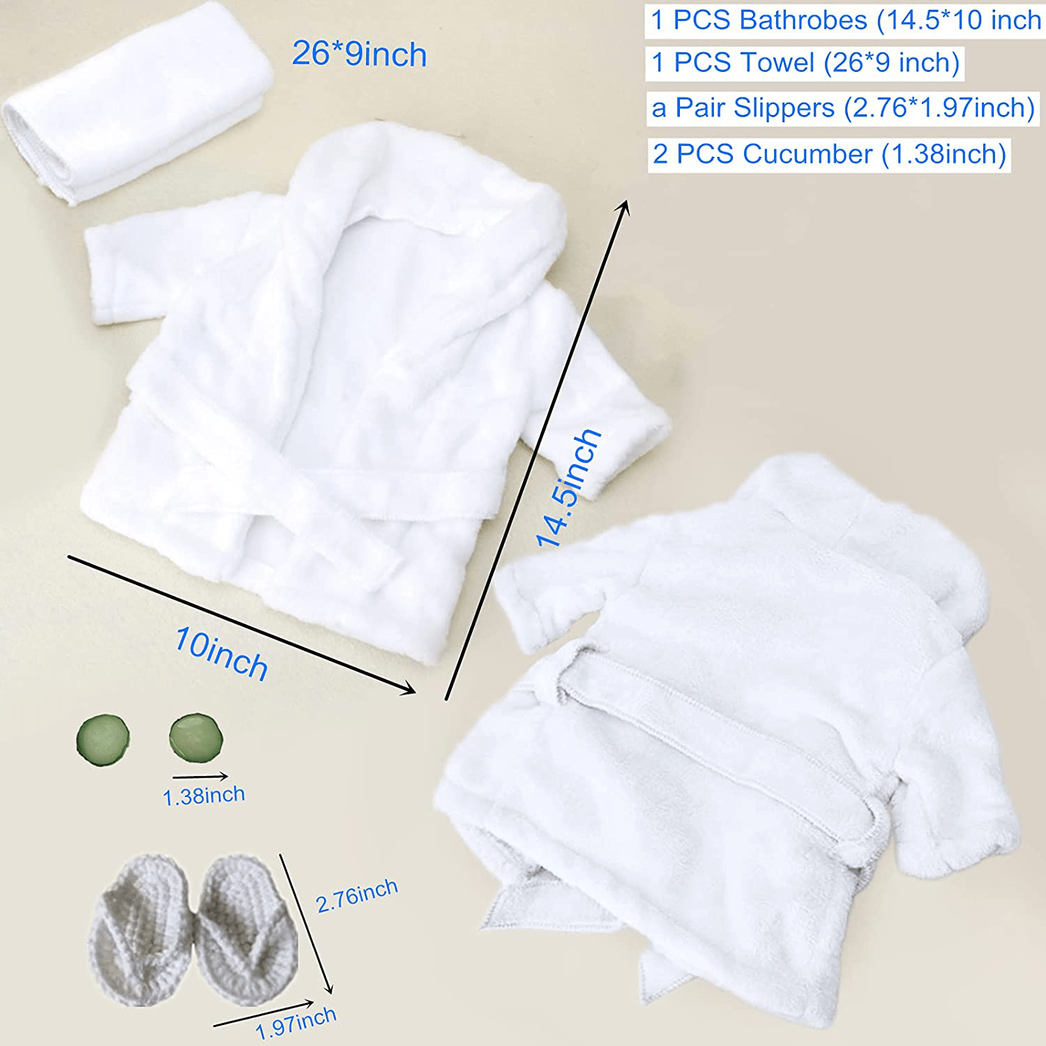 5PCS Newborn Photography Outfits, Baby Bathrobes Bath Towel Outfit with Slippers Photo Props for Girls and Boys Apparel & Accessories > Clothing > Sleepwear & Loungewear > Robes Kylie Max   