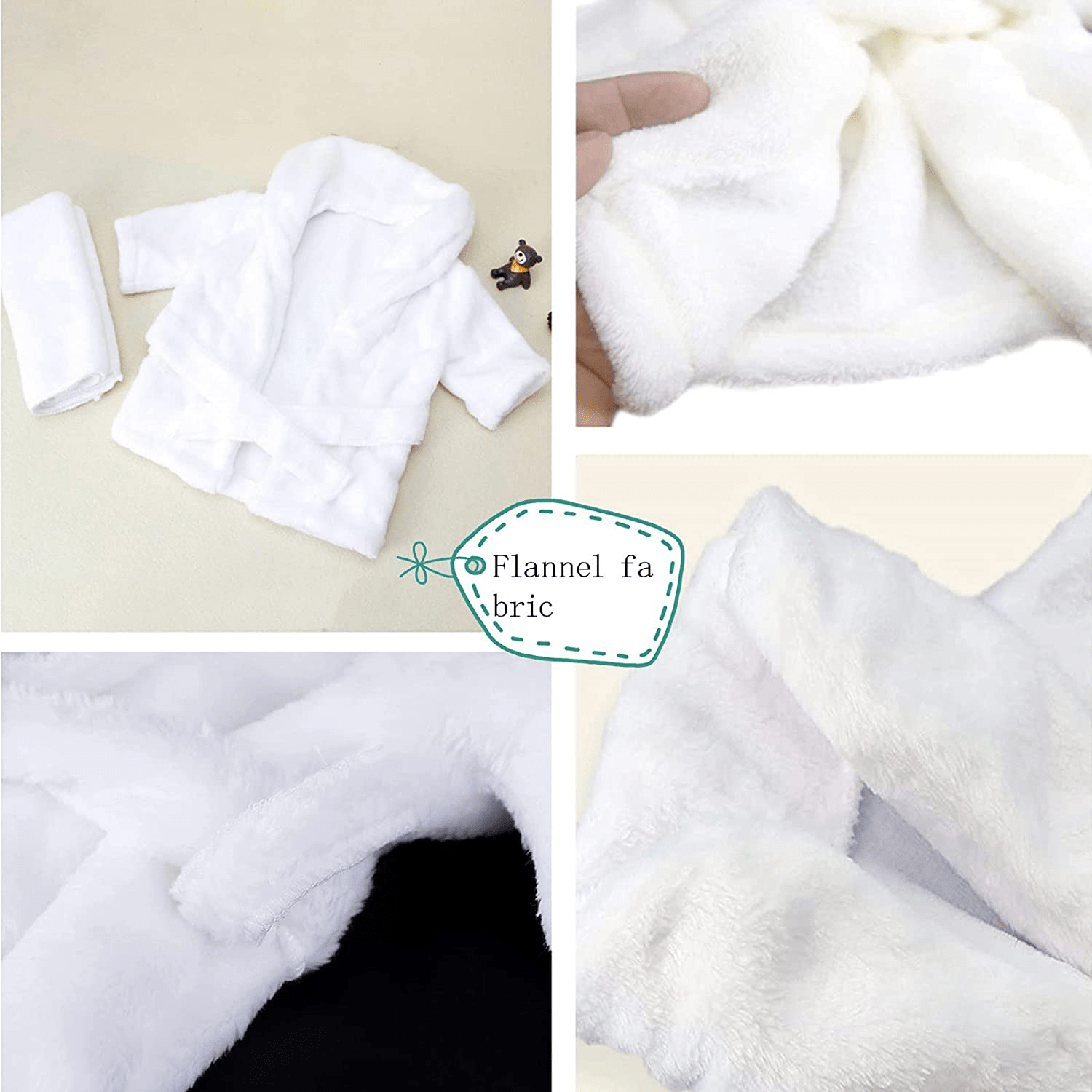 5PCS Newborn Photography Outfits, Baby Bathrobes Bath Towel Outfit with Slippers Photo Props for Girls and Boys Apparel & Accessories > Clothing > Sleepwear & Loungewear > Robes Kylie Max   