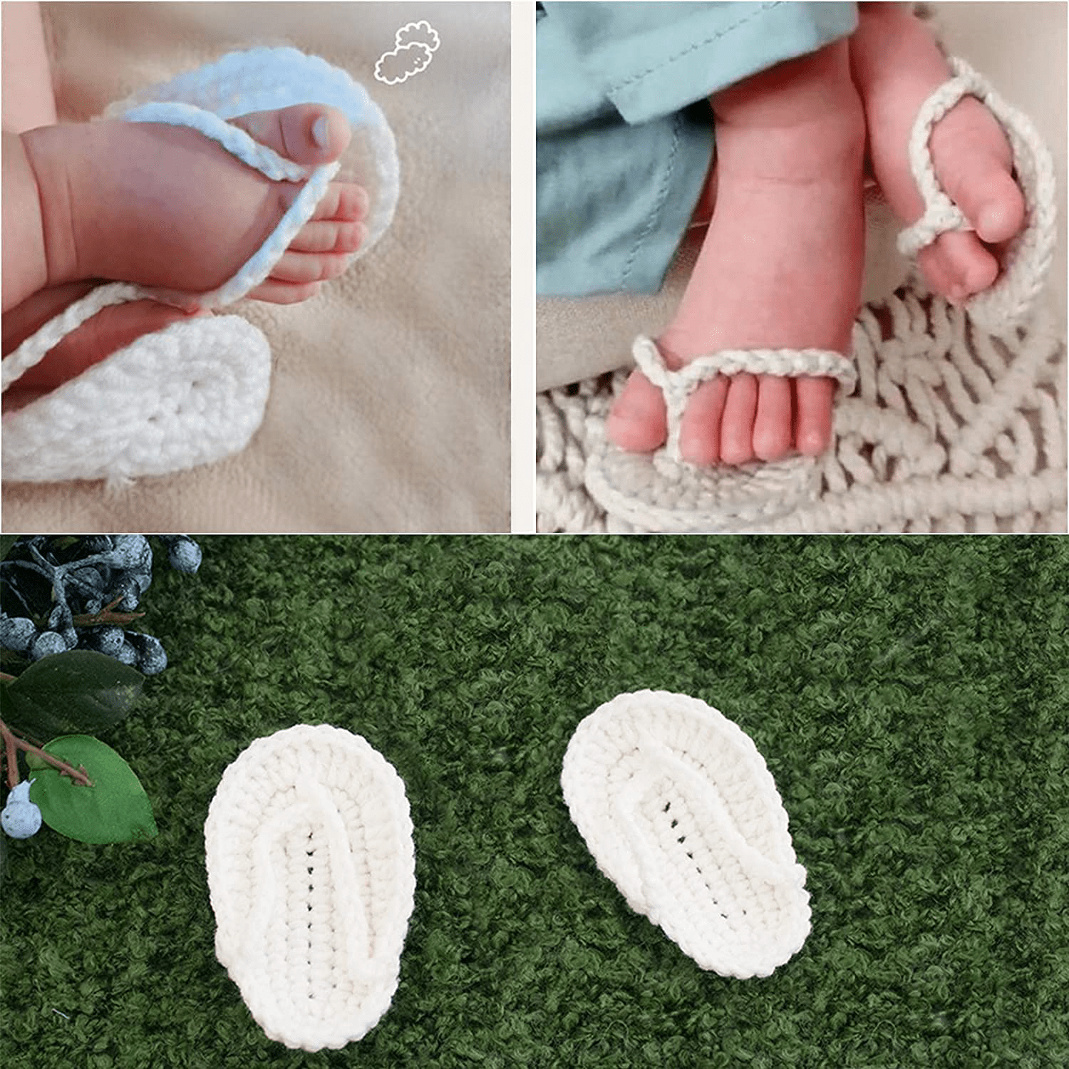 5PCS Newborn Photography Outfits, Baby Bathrobes Bath Towel Outfit with Slippers Photo Props for Girls and Boys Apparel & Accessories > Clothing > Sleepwear & Loungewear > Robes Kylie Max   