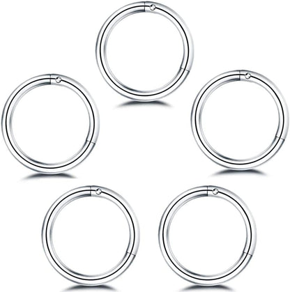 5Pcs Stainless Steel 16G Sleeper Hoop Earrings for Women Men Boys Girls Septum Hinged Clicker Nose Lip Ring Helix Daith Cartilage Tragus Piercings Tiny Small Huggie Hoops Hypoallergenic Sensitive Ears Jewelry Apparel & Accessories > Jewelry > Rings NewZenro 10mm in silver  