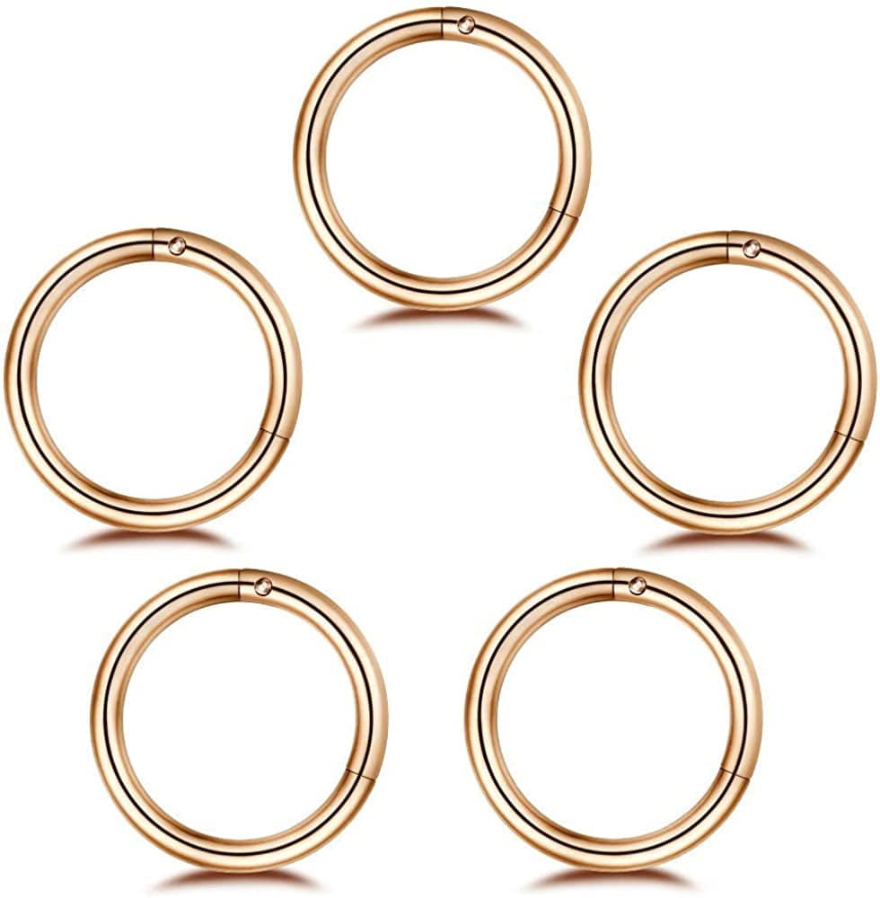 5Pcs Stainless Steel 16G Sleeper Hoop Earrings for Women Men Boys Girls Septum Hinged Clicker Nose Lip Ring Helix Daith Cartilage Tragus Piercings Tiny Small Huggie Hoops Hypoallergenic Sensitive Ears Jewelry Apparel & Accessories > Jewelry > Rings NewZenro 10mm in rose gold  