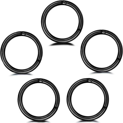 5Pcs Stainless Steel 16G Sleeper Hoop Earrings for Women Men Boys Girls Septum Hinged Clicker Nose Lip Ring Helix Daith Cartilage Tragus Piercings Tiny Small Huggie Hoops Hypoallergenic Sensitive Ears Jewelry Apparel & Accessories > Jewelry > Rings NewZenro 8mm in black  