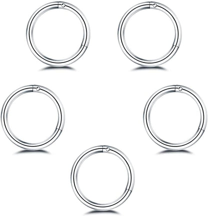 5Pcs Stainless Steel 16G Sleeper Hoop Earrings for Women Men Boys Girls Septum Hinged Clicker Nose Lip Ring Helix Daith Cartilage Tragus Piercings Tiny Small Huggie Hoops Hypoallergenic Sensitive Ears Jewelry Apparel & Accessories > Jewelry > Rings NewZenro 8mm in silver  