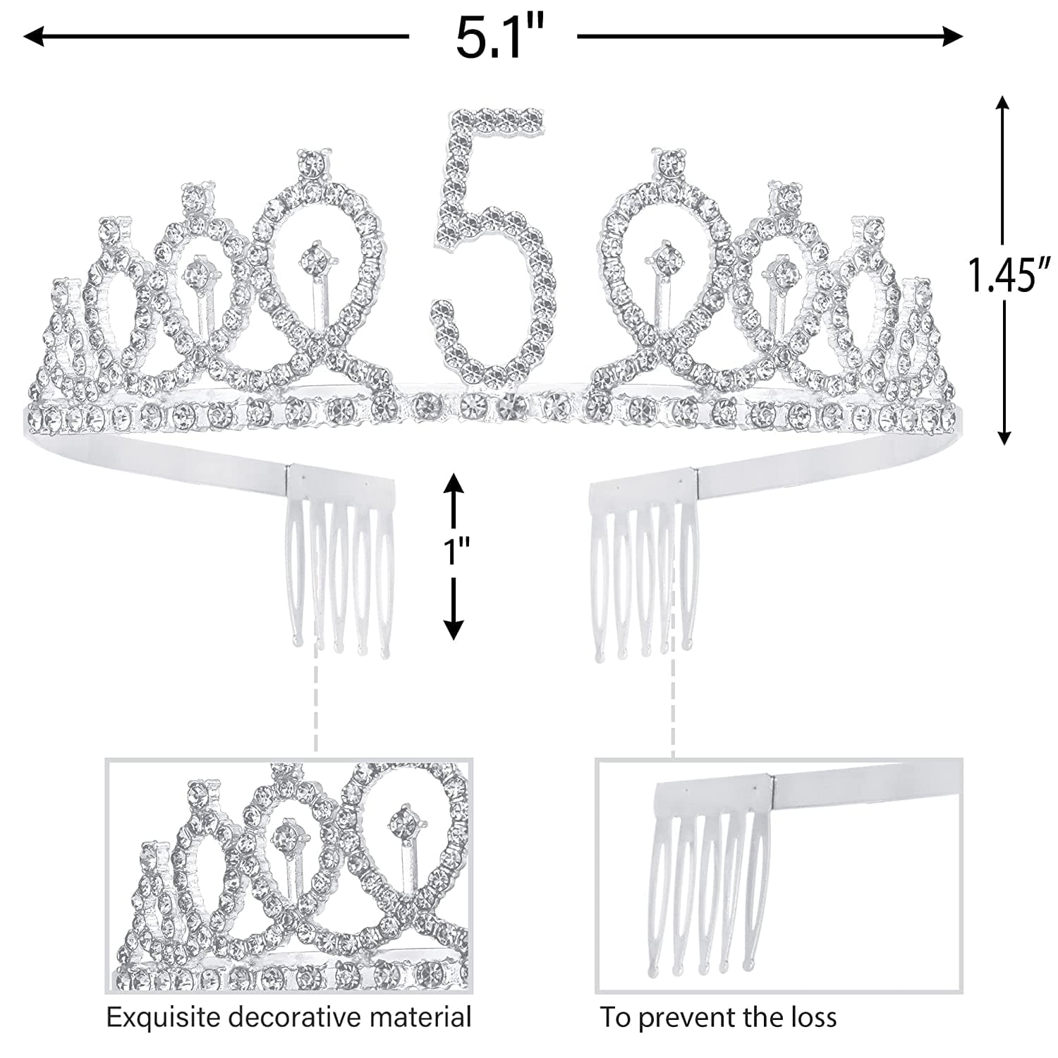 5Th Birthday Sash and Tiara for Girls - Fabulous Glitter Sash + Loops Rhinestone Silver Premium Metal Tiara for Girls, 5Th Birthday Gifts for Princess Party Apparel & Accessories > Clothing Accessories > Sashes EBE EmmasbyEmma   