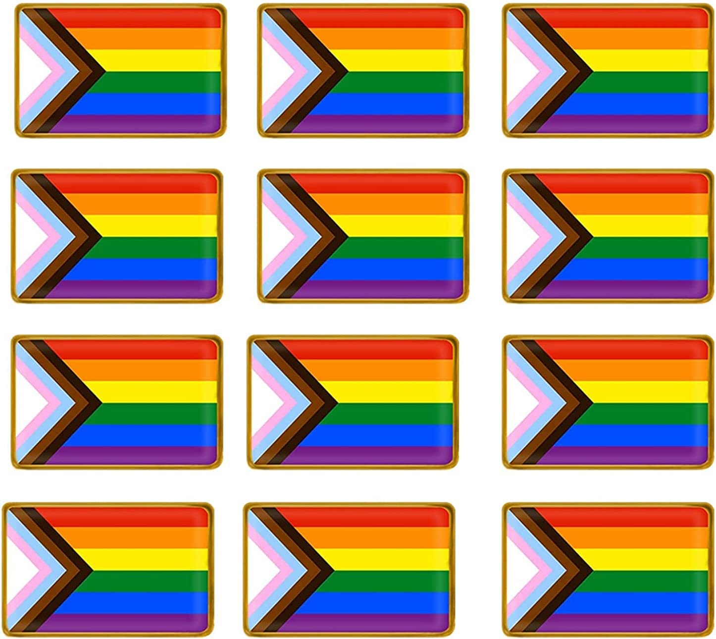 6/12/24/48Pcs Inclusive Progress Pride Pin Rainbow Gay Flag LGBT Enamel Progressive Lapel Pins Bulk Decoration for Clothes and Bags Gifts 100