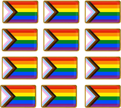 6/12/24/48Pcs Inclusive Progress Pride Pin Rainbow Gay Flag LGBT Enamel Progressive Lapel Pins Bulk Decoration for Clothes and Bags Gifts 100