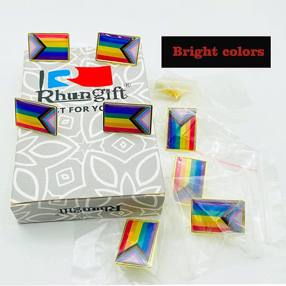 6/12/24/48Pcs Inclusive Progress Pride Pin Rainbow Gay Flag LGBT Enamel Progressive Lapel Pins Bulk Decoration for Clothes and Bags Gifts