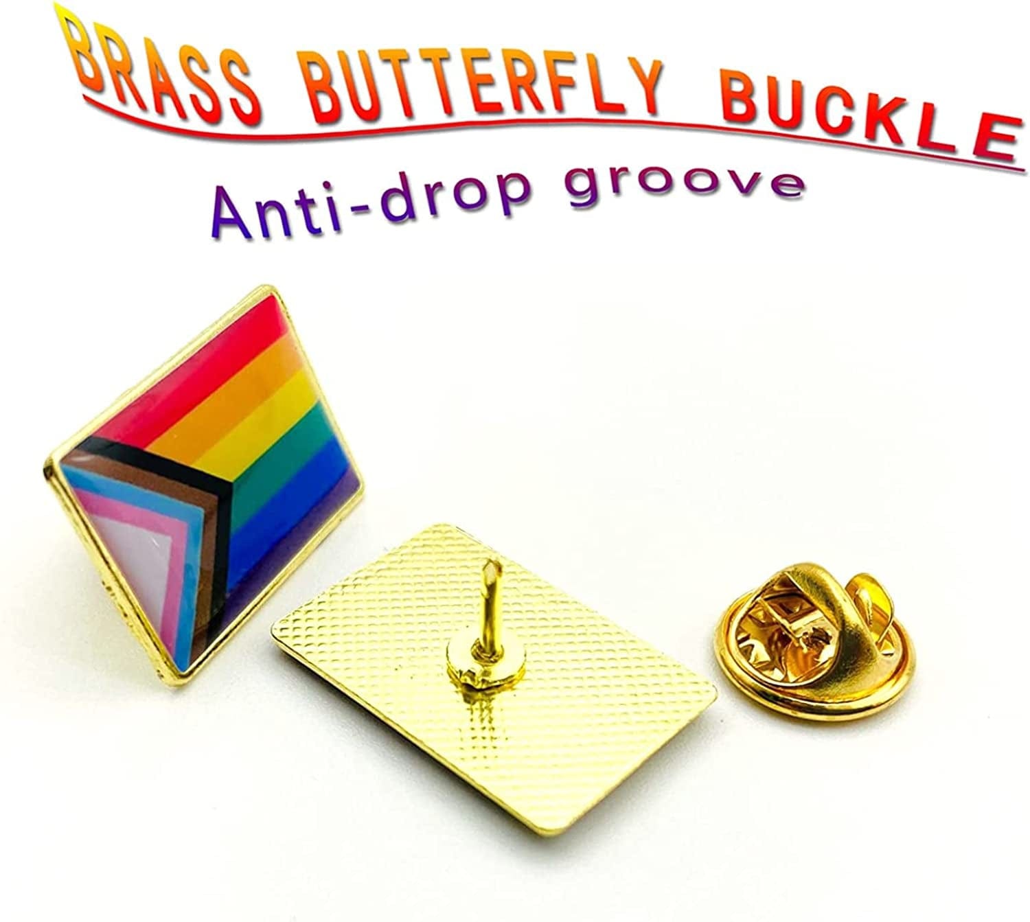 6/12/24/48Pcs Inclusive Progress Pride Pin Rainbow Gay Flag LGBT Enamel Progressive Lapel Pins Bulk Decoration for Clothes and Bags Gifts