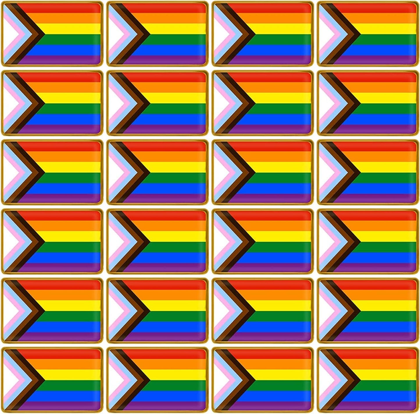 6/12/24/48Pcs Inclusive Progress Pride Pin Rainbow Gay Flag LGBT Enamel Progressive Lapel Pins Bulk Decoration for Clothes and Bags Gifts 24