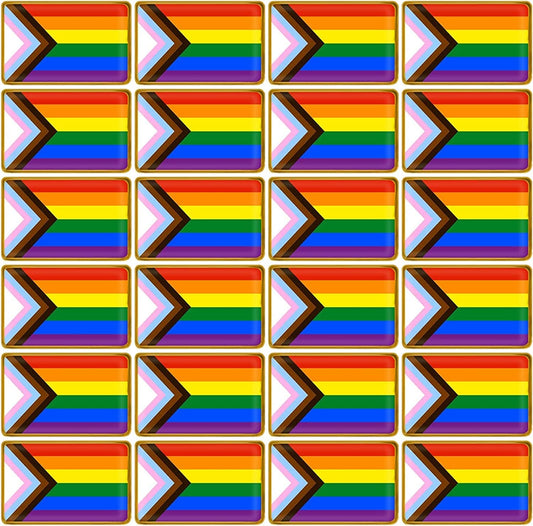 6/12/24/48Pcs Inclusive Progress Pride Pin Rainbow Gay Flag LGBT Enamel Progressive Lapel Pins Bulk Decoration for Clothes and Bags Gifts 24