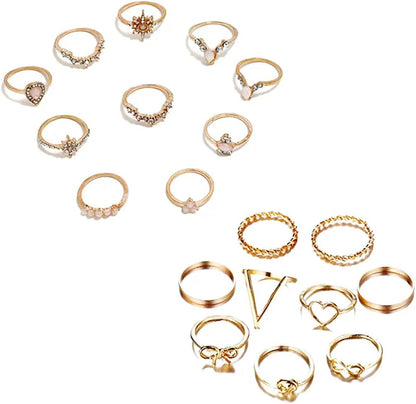 6-16 PCS Knuckle Stacking Rings for Women Teen Girls,Boho Vintage Finger Rings Stackable Gold Silver Midi Rings Set Multiple Rings Pack Size 5-10 L