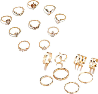 6-16 PCS Knuckle Stacking Rings for Women Teen Girls,Boho Vintage Finger Rings Stackable Gold Silver Midi Rings Set Multiple Rings Pack Size 5-10 I
