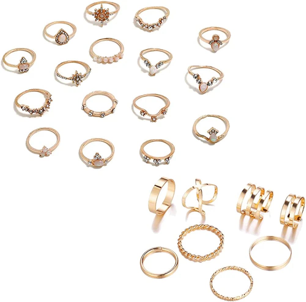 6-16 PCS Knuckle Stacking Rings for Women Teen Girls,Boho Vintage Finger Rings Stackable Gold Silver Midi Rings Set Multiple Rings Pack Size 5-10 M