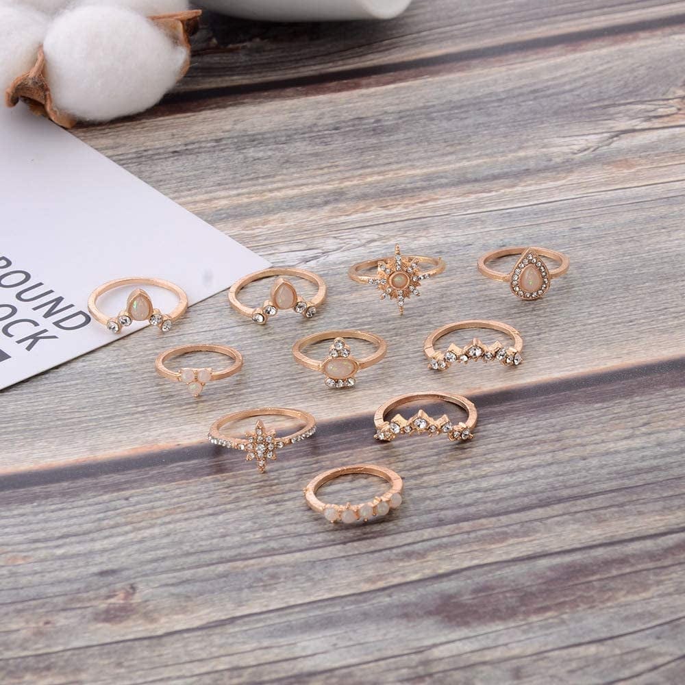 6-16 PCS Knuckle Stacking Rings for Women Teen Girls,Boho Vintage Finger Rings Stackable Gold Silver Midi Rings Set Multiple Rings Pack Size 5-10