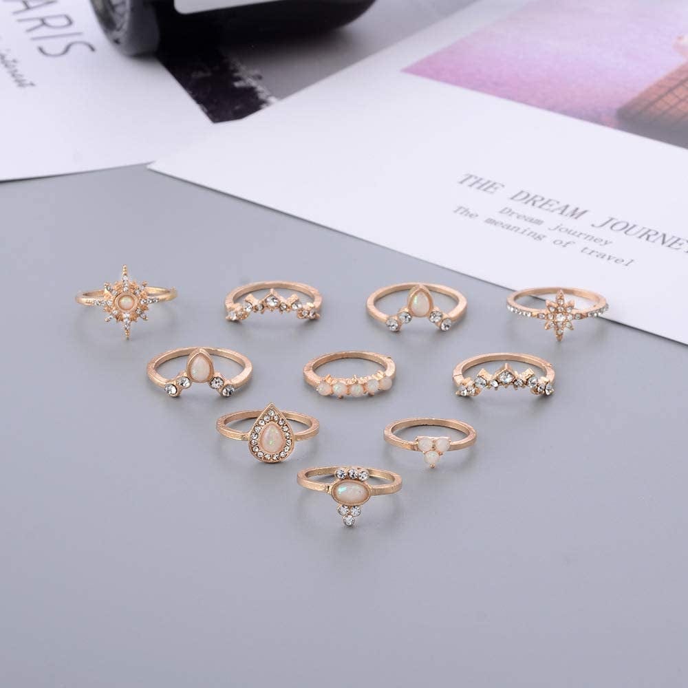 6-16 PCS Knuckle Stacking Rings for Women Teen Girls,Boho Vintage Finger Rings Stackable Gold Silver Midi Rings Set Multiple Rings Pack Size 5-10
