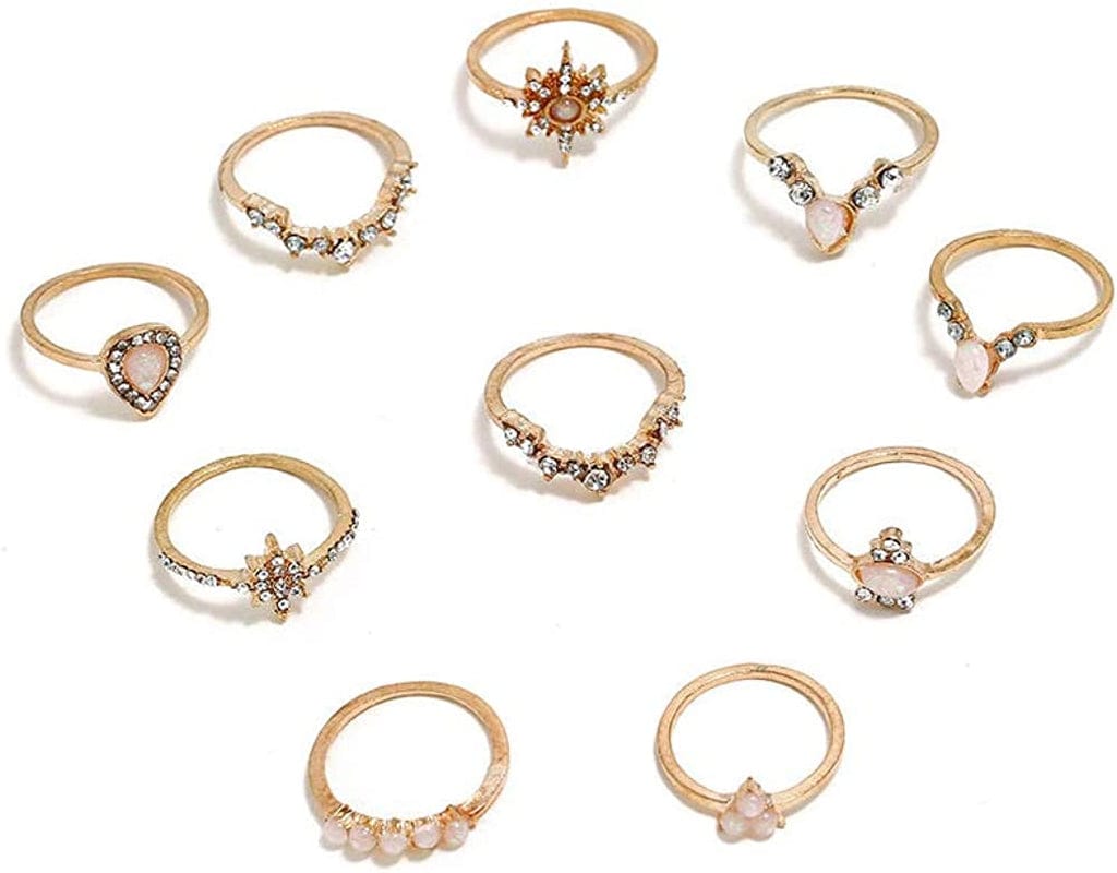 6-16 PCS Knuckle Stacking Rings for Women Teen Girls,Boho Vintage Finger Rings Stackable Gold Silver Midi Rings Set Multiple Rings Pack Size 5-10