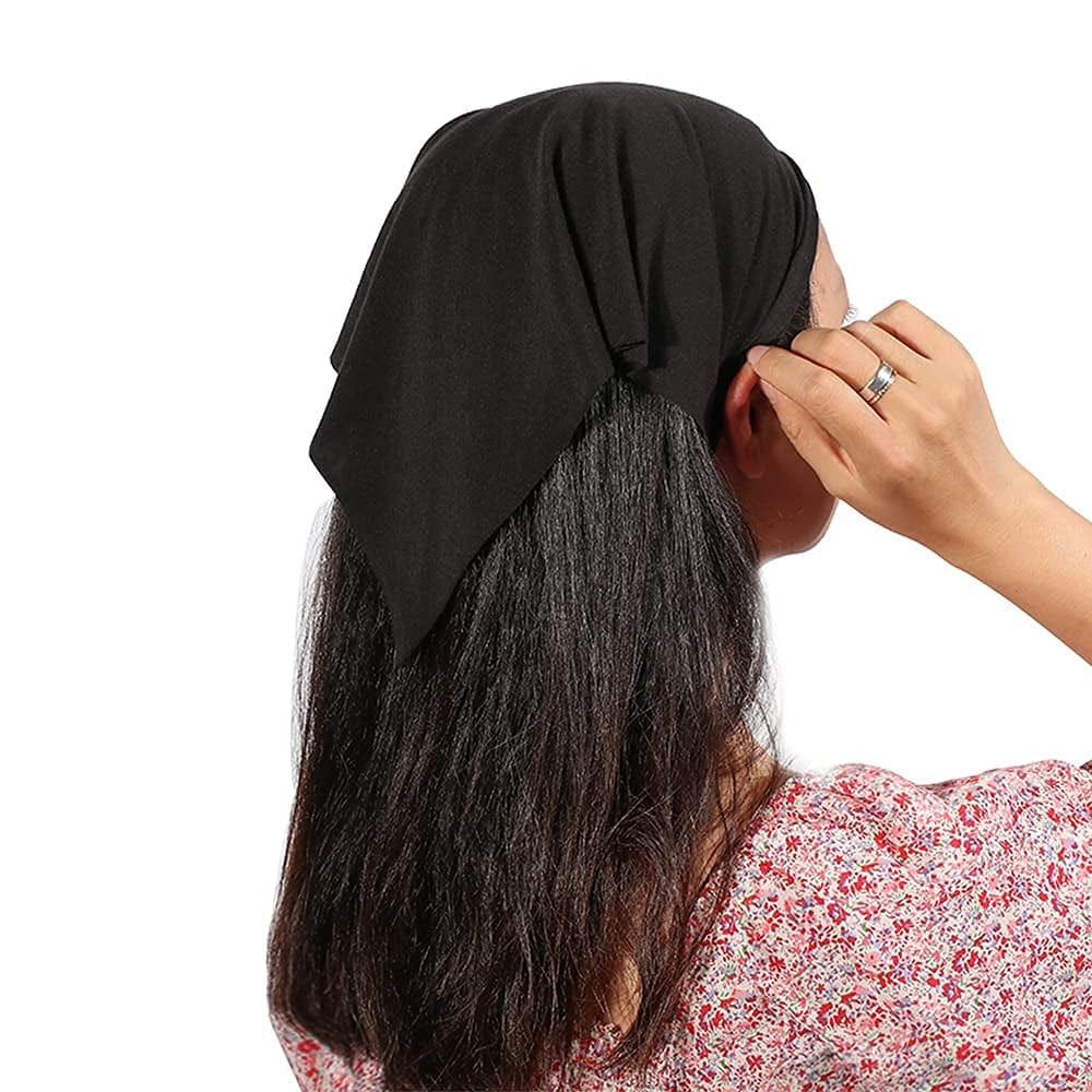 6 Pack Hair Scarf Headband for Women - Elastic Hair Kerchief Large Boho Triangle Bandana Head Scarf with Clips Non Slip Solid Color Headbands Hair Scarves for Teen Girls Apparel & Accessories > Clothing Accessories > Bandanas & Headties Vercret   
