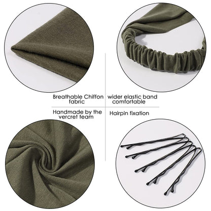 6 Pack Hair Scarf Headband for Women - Elastic Hair Kerchief Large Boho Triangle Bandana Head Scarf with Clips Non Slip Solid Color Headbands Hair Scarves for Teen Girls Apparel & Accessories > Clothing Accessories > Bandanas & Headties Vercret   