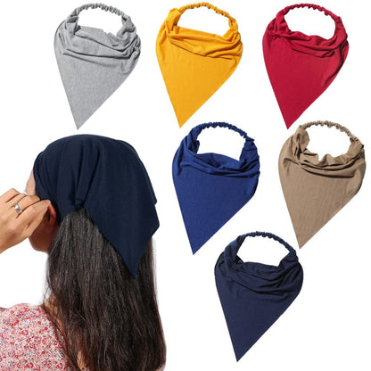 6 Pack Hair Scarf Headband for Women - Elastic Hair Kerchief Large Boho Triangle Bandana Head Scarf with Clips Non Slip Solid Color Headbands Hair Scarves for Teen Girls Apparel & Accessories > Clothing Accessories > Bandanas & Headties Vercret J Spring Thunder  