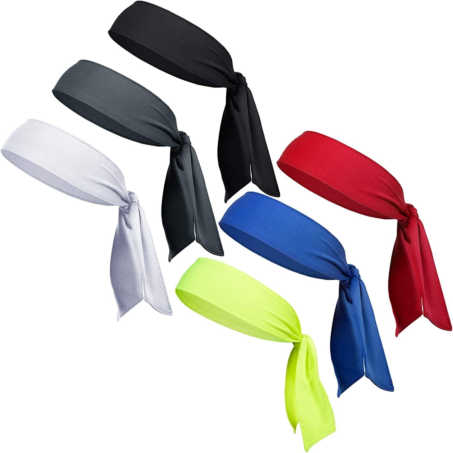 6 Pack Head Tie Headbands for Men, Tennis Karate & Ninja Headbands, Athletic Sweatbands for Men Women Apparel & Accessories > Clothing Accessories > Bandanas & Headties Chalier multicolor (6 pack)  