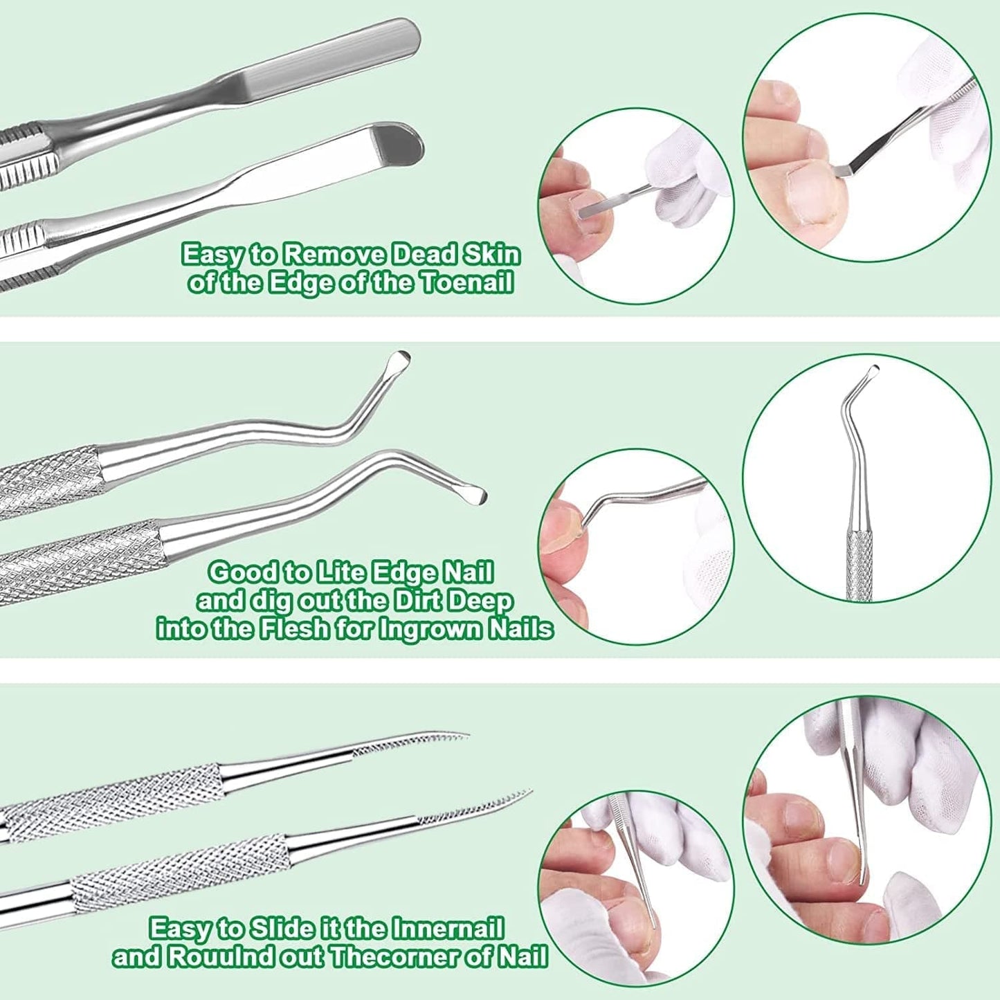 6-Pack Ingrown Toenail File and Lifters, Professional Surgical Stainless Steel Ingrown Toenail Removal Tool Kit, Manicure Treatment Pedicure Nail Correction Polish Pain under Sidewall Cleaner Relief Health & Beauty > Personal Care > Cosmetics > Cosmetic Tools > Nail Tools KuanStore   