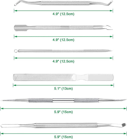 6-Pack Ingrown Toenail File and Lifters, Professional Surgical Stainless Steel Ingrown Toenail Removal Tool Kit, Manicure Treatment Pedicure Nail Correction Polish Pain under Sidewall Cleaner Relief Health & Beauty > Personal Care > Cosmetics > Cosmetic Tools > Nail Tools KuanStore   