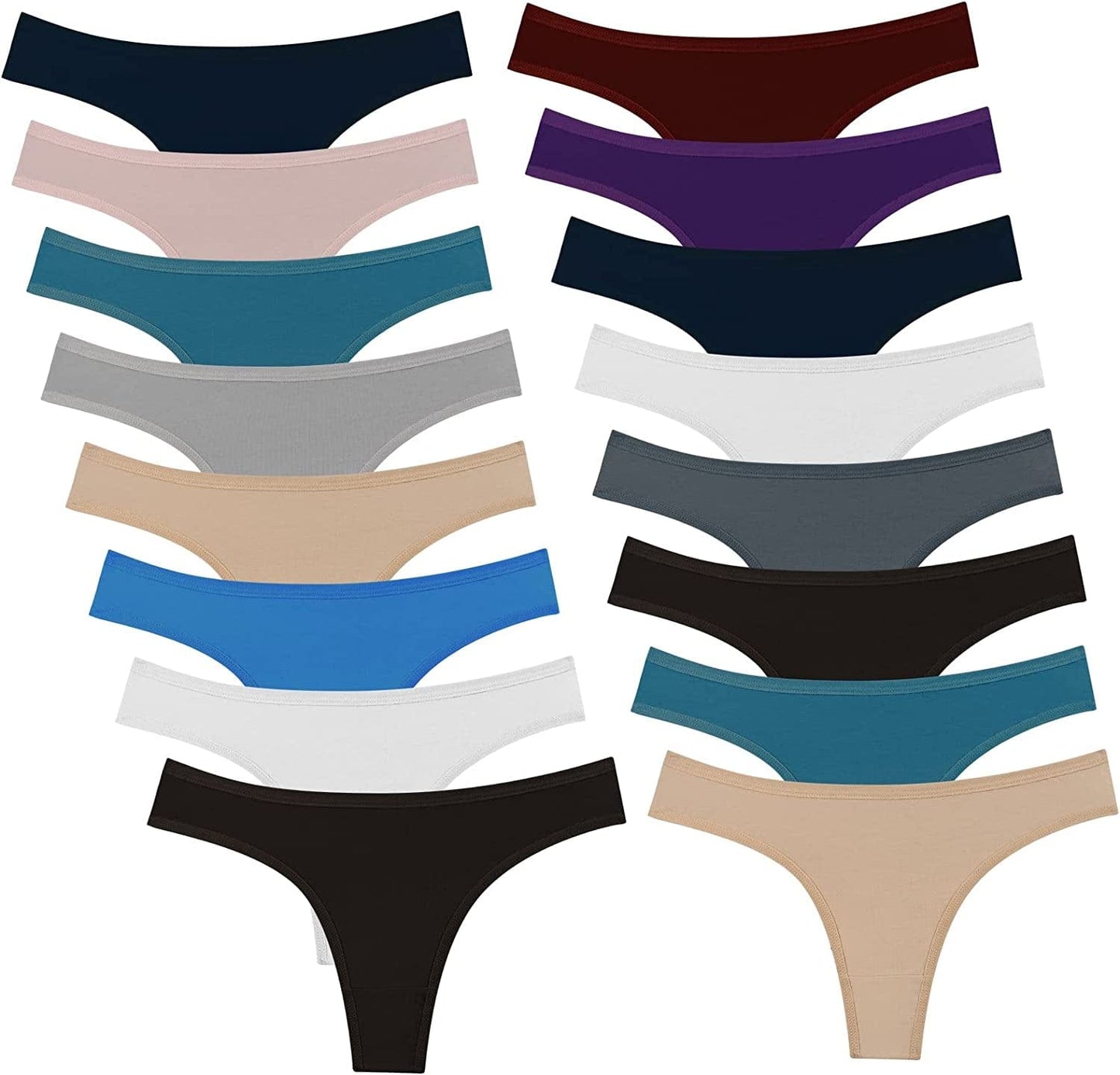 6 Pack Women'S Cotton Thongs Breathable Bikini Panties Underwear 16 Pack- Bright / X-Large