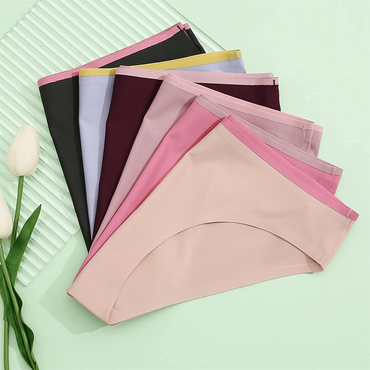 6 Pack Women’S Seamless Hipster Underwear No Show Panties Invisibles Briefs Soft Stretch Bikini Underwears XS-XL Apparel & Accessories > Clothing > Underwear & Socks > Underwear KYLIE MAX   