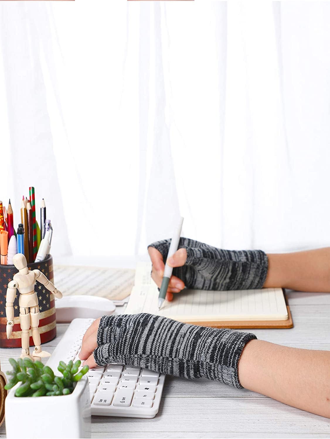 6 Pairs Half Finger Gloves Unisex Fingerless Gloves Winter Knit Gloves Stretchy Typing Gloves Mittens Apparel & Accessories > Clothing Accessories > Gloves & Mittens Syhood   