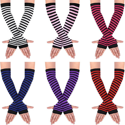 6 Pairs Knit Arm Warmer Thumb Hole Stretchy Gloves Women Long Fingerless Gloves Apparel & Accessories > Clothing Accessories > Gloves & Mittens SATINIOR Bright Color  