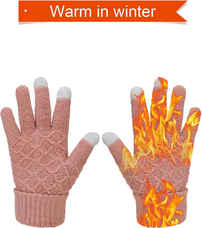 6 Pairs Women'S Winter Touchscreen Gloves Warm Fleece Lined Knit Gloves Elastic Cuff Winter Texting Gloves Apparel & Accessories > Clothing Accessories > Gloves & Mittens SATINIOR   